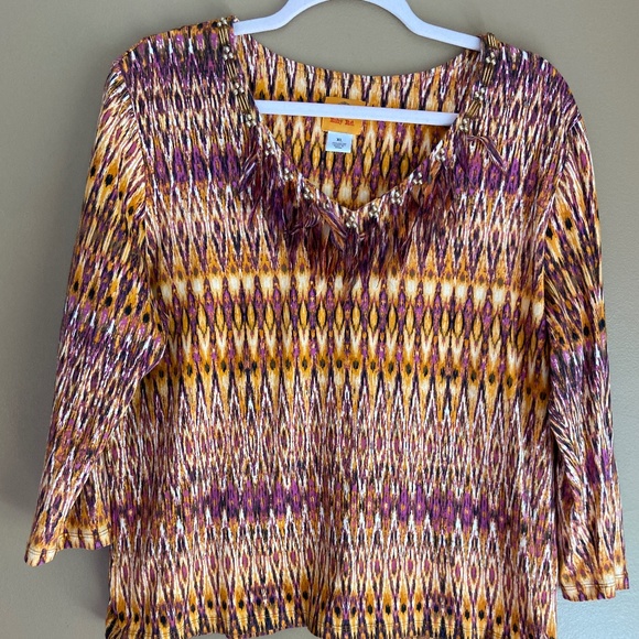 Ruby Rd. Tops - Women's size XL Ruby RD top shirt blouse orange purple and yellow